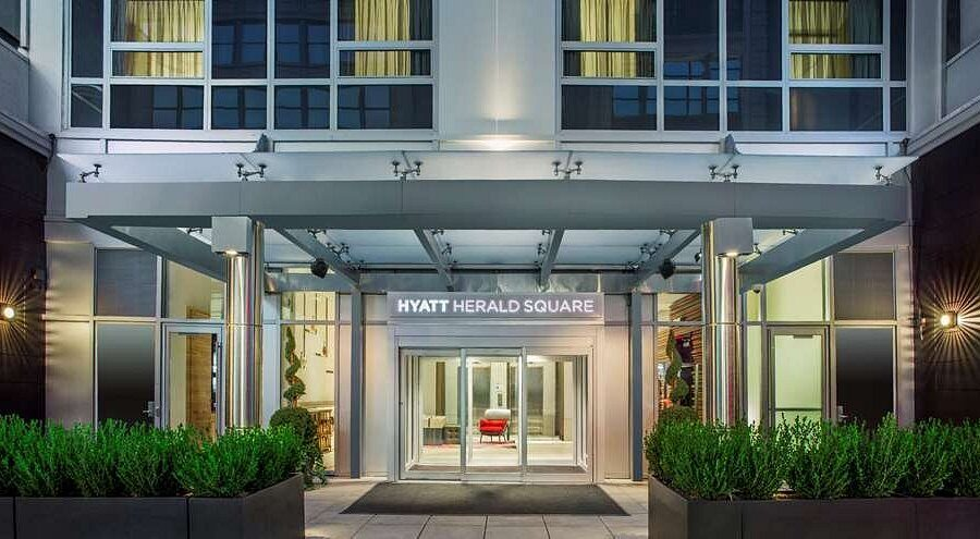 Front door of the Hyatt Herald Square in New York City