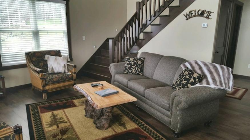 the living room of one of the cottages of hillside hideaways located near berlin ohio