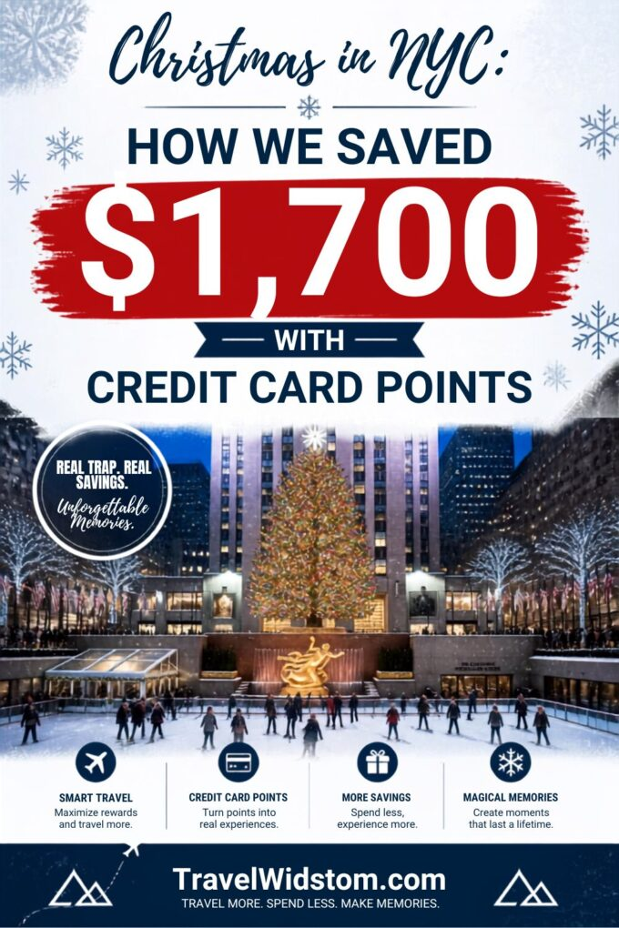 Pinteret pin about Christmas in NYC: How we saved $1,700 using credit card points
